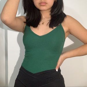 New Forever 21 Green V-Neckline Bodysuit Size: Small